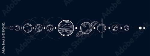 Cuadros en Lienzo Vector illustration set of moon phases