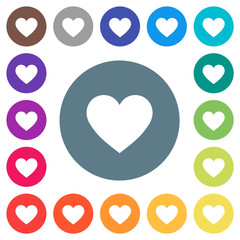 Poster - Heart card symbol flat white icons on round color backgrounds