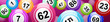 Bingo lottery, header background vector design, lucky balls and numbers of lotto