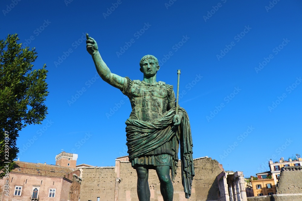 Rome, Italy. Bronze statue of Augustus Ottaviano, the first Roman ...