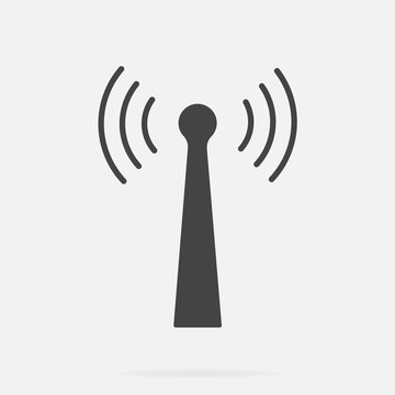 WiFi transmitter vector icon on gray background. Wi-Fi logo illustration. Layers grouped for easy editing illustration. For your design.