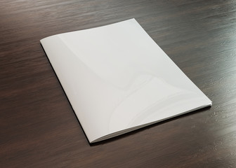Wall Mural - white magazine cover mockup on wood 3d rendering