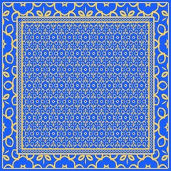 Naklejka na meble Geometric Pattern with hand-drawing floral ornament. illustration. For fabric, textile, bandana