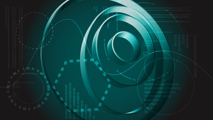 Poster - Blue abstract modern energy technology digital elements of the HUD display from the future circular texture of the virtual interface magical interface. The background. illustration