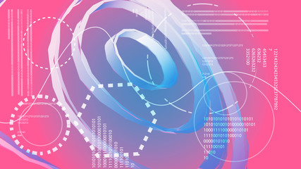 Poster - Blue abstract modern energy technology digital elements of the HUD display from the future circular of the cosmic interface of the magic interface for a long time. The background.