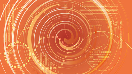 Poster - Yellow gold abstract modern energy technology digital HUD display elements from a future circular texture of a cosmic interface with a magical long-time interface. The background. 
