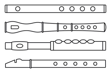 Poster - Music flute icon set. Outline set of music flute vector icons for web design isolated on white background