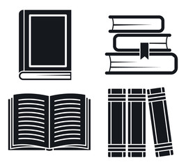 Poster - Library old books icon set. Simple set of library old books vector icons for web design on white background