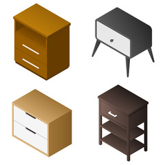 Poster - nightstand icon set. isometric set of nightstand vector icons for web design isolated on white backg