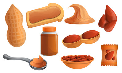 Poster - Peanut icon set. Cartoon set of peanut vector icons for web design