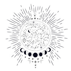Wall Mural - vintage retro vintage style engraving. horoscope , constellation , zodiac , space, star, vector illu