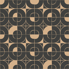 Wall Mural - Vector damask seamless retro pattern background round curve corner cross geometry frame kaleidoscope