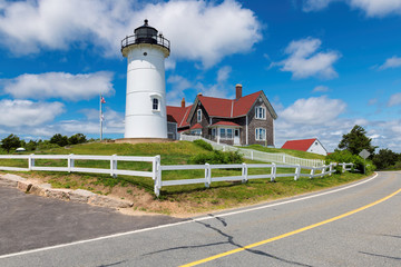 cape cod lighthouse. nobska lighthouse, woods hole, cape cod, new england, massachusetts, usa.