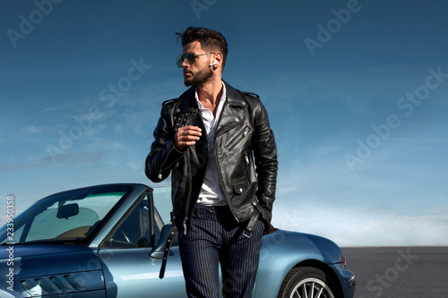 Cuadros en Lienzo Successful, handsome man near the car.