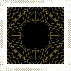 Sticker - Geometric luxury frame art with white gold on black BG