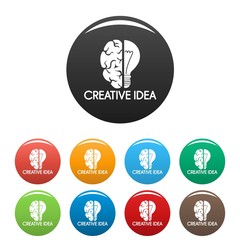 Poster - Creative idea mind icons set 9 color vector isolated on white for any design