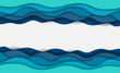 Blue water waves layered art paper card. 3D origami design. Vector illustration