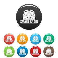 Poster - human smart brain icons set 9 color vector isolated on white for any design