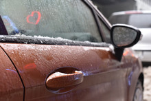 Frozen Car Handle In Frost