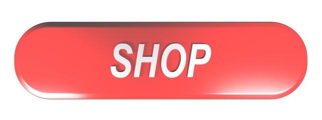 Leinwandbilder - Red rounded rectangle push button SHOP - 3D rendering illustration