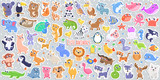Fototapeta Pokój dzieciecy - Cute cartoon animal stickers. flat design