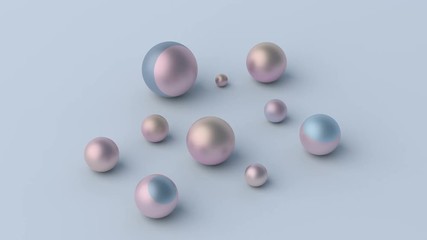 Poster - Abstract 3d rendering of rolling spheres. Modern looped animation. Motion background design, 4k video