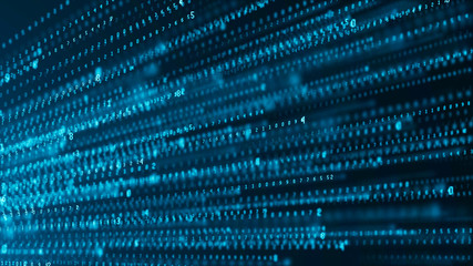 Poster - Binary code abstract technology background. Big data. Coding or hacker concept. Binary code. Computer techologies.