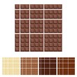 Block of chocolate or Chocolate block. Chocolate bar package packaging dark light brown white pack set isolated.