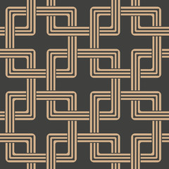 Wall Mural - Vector damask seamless retro pattern background oriental square geometry cross frame chain
