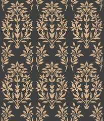 Canvas Print - Vector damask seamless retro pattern background botanic garden nature plant leaf flower