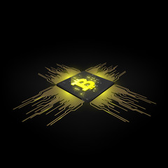 Poster - Abstract digital currency bitcoin with  blockchain , vector illustration