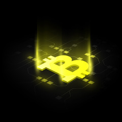 Poster - Abstract digital currency bitcoin with  blockchain , vector illustration