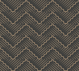 Wall Mural - Vector damask seamless retro pattern background spiral curve wave cross frame line