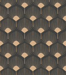 Wall Mural - Vector damask seamless retro pattern background botanic garden fan shape flower plant