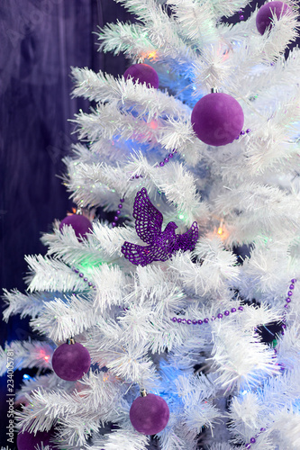 Christmas Background White Christmas Fir Tree With Purple
