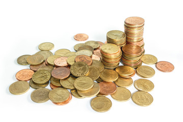 coins money on white background.