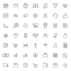 Poster - big set of ecommerce icon with simple outline and modern style, editable stroke vector eps 10