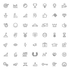 big set of motivation icon with simple outline and modern style, editable stroke vector eps 10