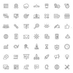 Poster - big set of SEO icon vector design with simple outline and modern style, editable stroke vector eps 10