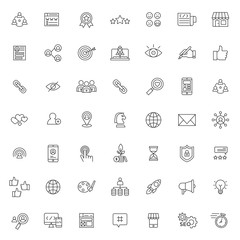 Poster - big set of social media icons vector design with simple outline and modern style, editable stroke