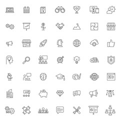 Poster - big set of start up business technology icon with simple outline and modern style, editable stroke vector eps 10
