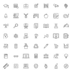 Poster - big set of education icon vector design with simple outline and modern style, editable stroke vector eps 10