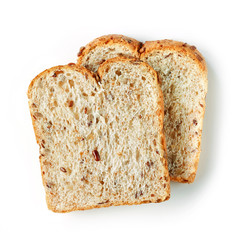 bread slices on white background