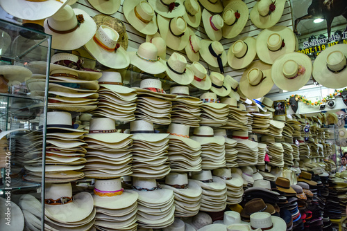 Fotografia Arequipa, Peru - October 7, 2018 - Traditional Arequipenan hats for sale at a st