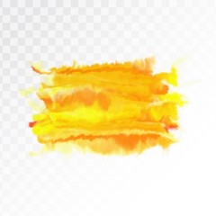 Canvas Print - Yellow watercolor artistic spot. Isolated on transparent background, vector illustration.