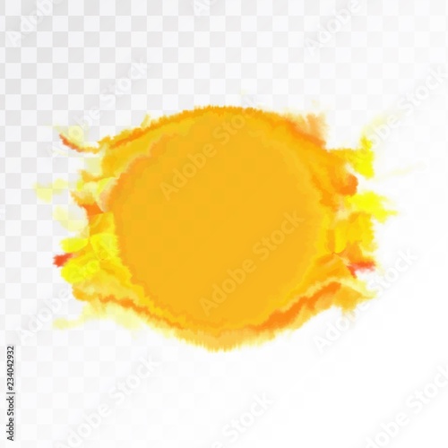 Yellow Watercolor Artistic Spot Isolated On Transparent