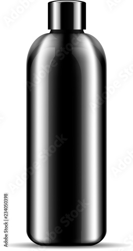 Download Shampoo Shower Gel Bubble Bath Cosmetics Bottle Mockup Black Glossy Glass Or Plastic Cosmetic Product Package Illustration 3d Design Template Stock Vector Adobe Stock