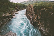 Sweden landscape canyon river Abiskojakka travel aerial view Abisko national park wilderness nature summer season scandinavian scenery