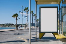 Bus Stop With Blank Billboard