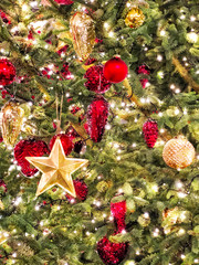 christmas decoration lights red gold ornaments